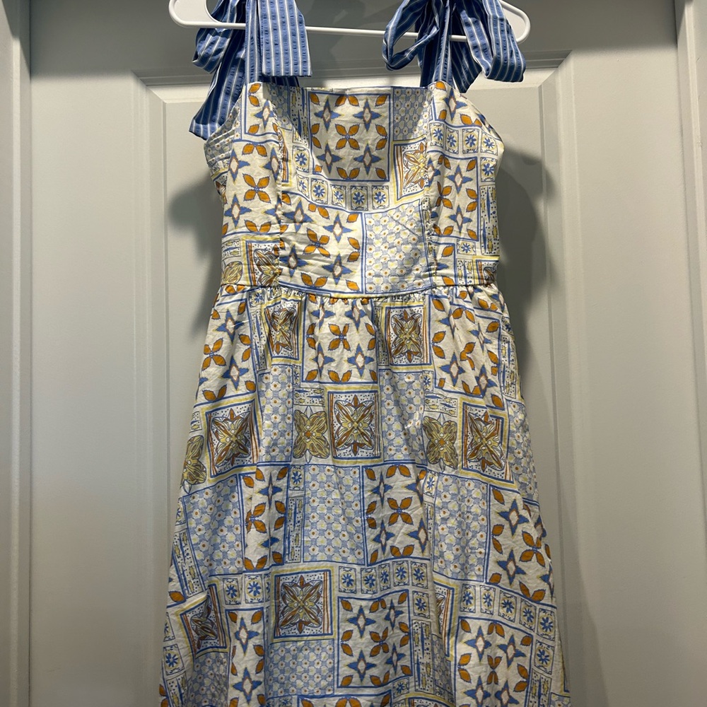 She + Sky Dress with Blue and Yellow Patchwork
